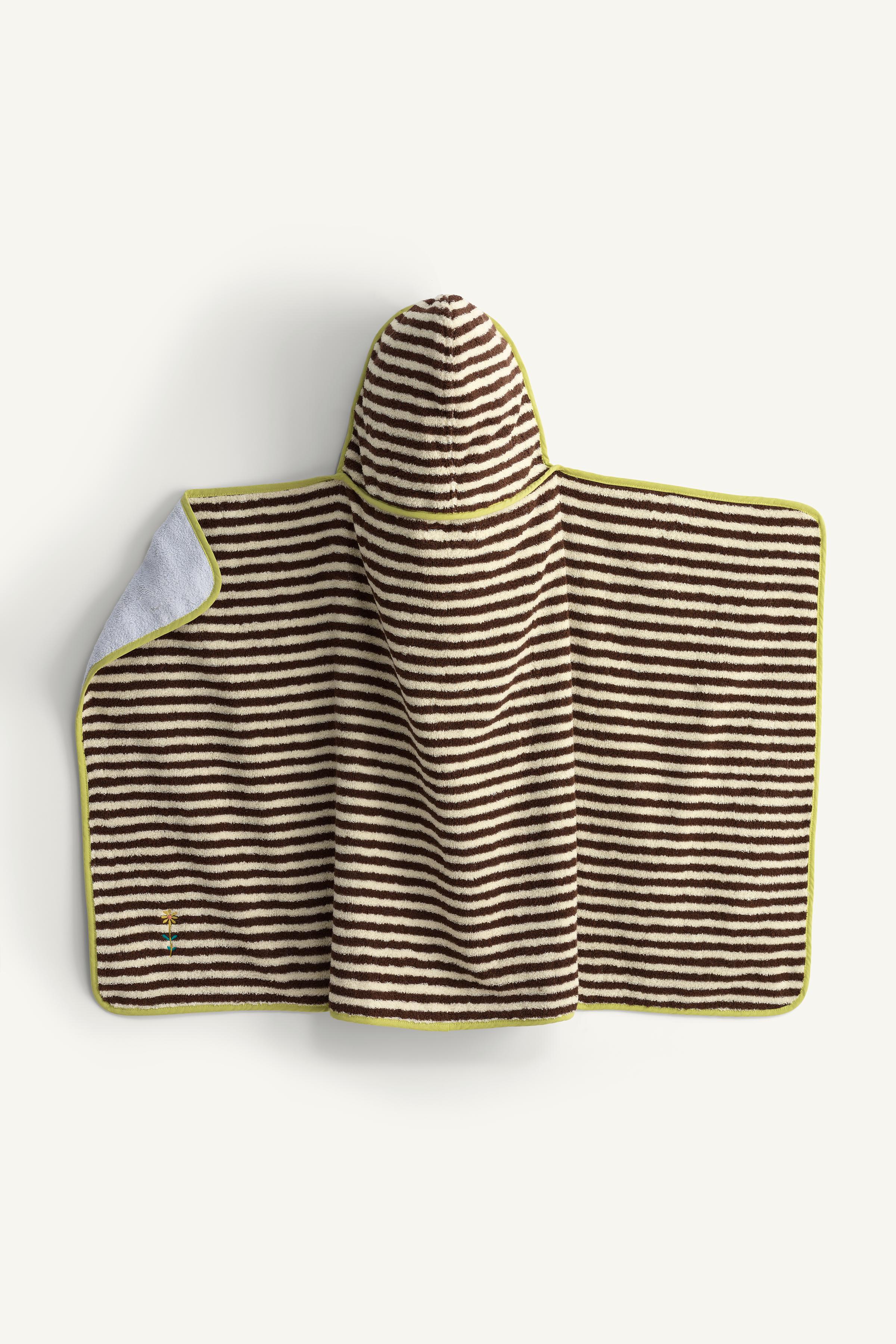 PONCHO SERVIETTE À RAYURES LISERÉS CONTRASTÉS ÉDITION LIMITÉE